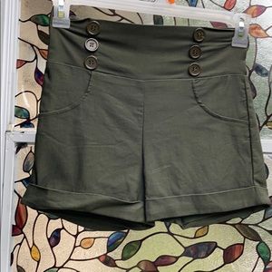 Size medium Olive Colored High wasted shorts
